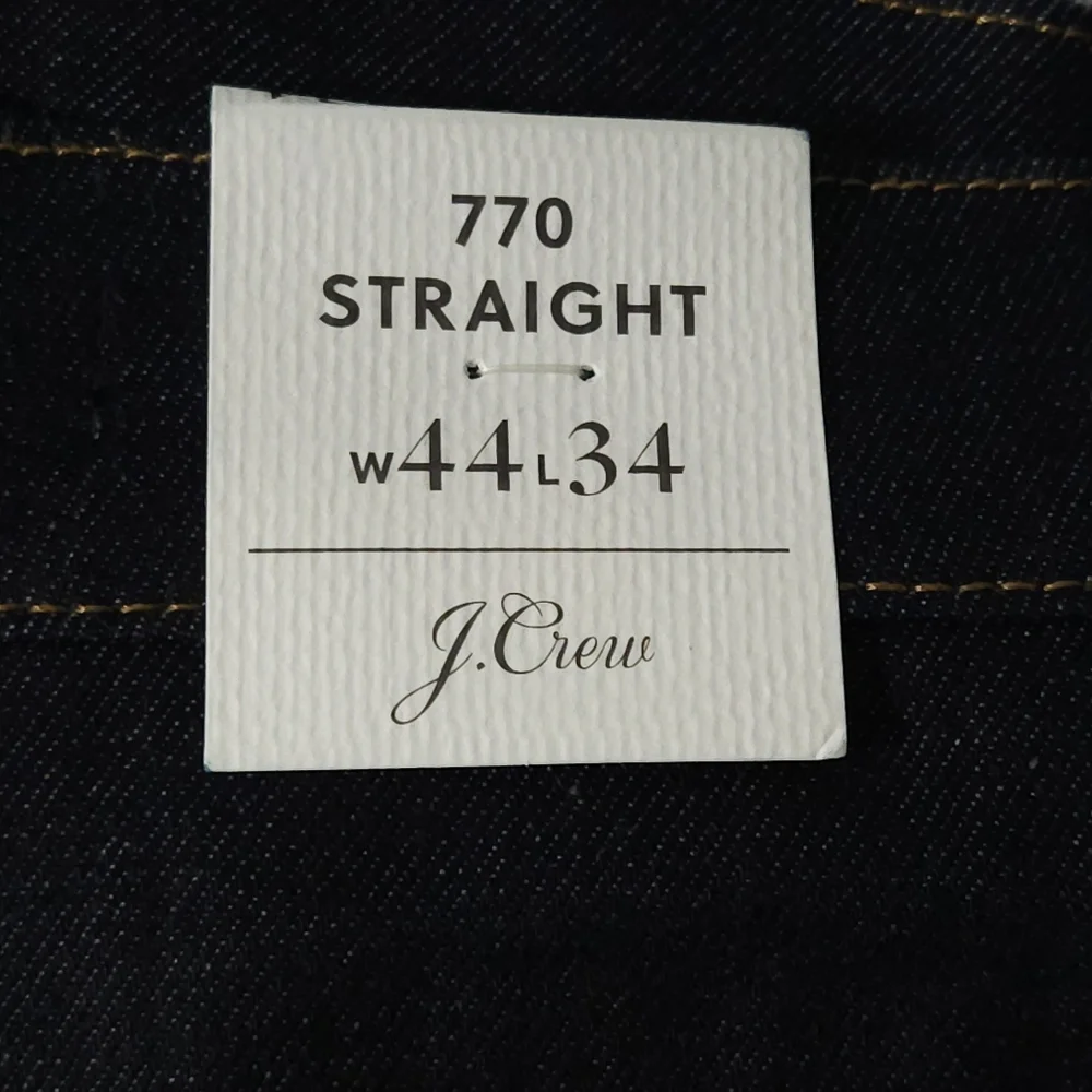 J.Crew 770 Straight Fit Jeans 44x34 Dark‎ Rinse Wash Denim Classic Mens Straight